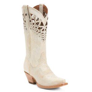 DAN POST Bone Made In Mexico Leather Miley Snip Toe Western Boots With Crystals